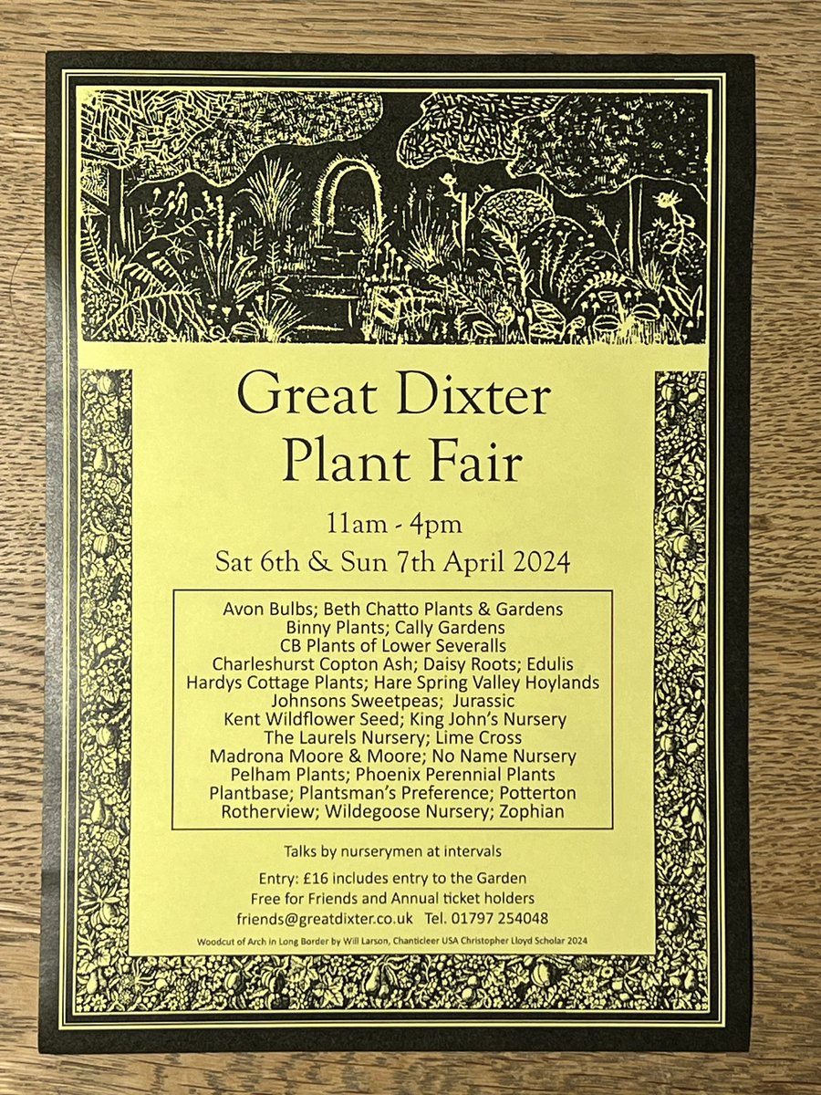 @GreatDixter Spring Plant Fair 6th & 7th April 🎉
A fabulous collection of specialist plant nurseries in a extraordinary setting! Can’t wait! 👏
#greatdixter #greatdixtergarden #greatdixterplantfair #plantfair #sussexgardens #gardensofsussex #sussexgardeners #kentgardeners