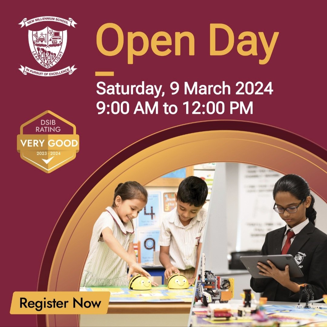 At NMS, we are passionate about nurturing students who are empathetic, curious, articulate, and driven by enquiry. 
Join us for our Open Day from PKG- Grade 9, 11, and  IGCSE/ AS Level
Saturday 9th March 2024.
Register NOW: forms.gle/3Ltx51D8vWKQnh…
Limited Seats for AY2024-2025.