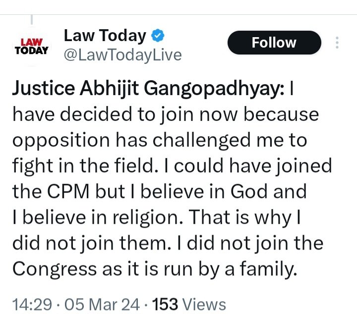 Shortest and straightforward reason to not join the communists. 🔥😂 #JusticeAbhijitGanguly