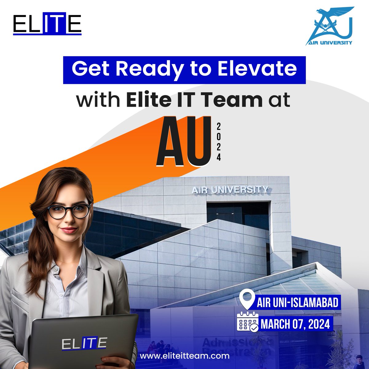 Get ready to elevate with Elite-IT Team at 𝗔𝗶𝗿 𝗨𝗻𝗶𝘃𝗲𝗿𝘀𝗶𝘁𝘆 2024.

𝗘𝗹𝗶𝘁𝗲 𝗜𝗧 𝗧𝗲𝗮𝗺 𝗟𝗶𝗺𝗶𝘁𝗲𝗱
eliteitteam.com

#eliteitteam #elitehirings #au #informationtechnology #airuniversity #informationtechnologystudents #airuniversity