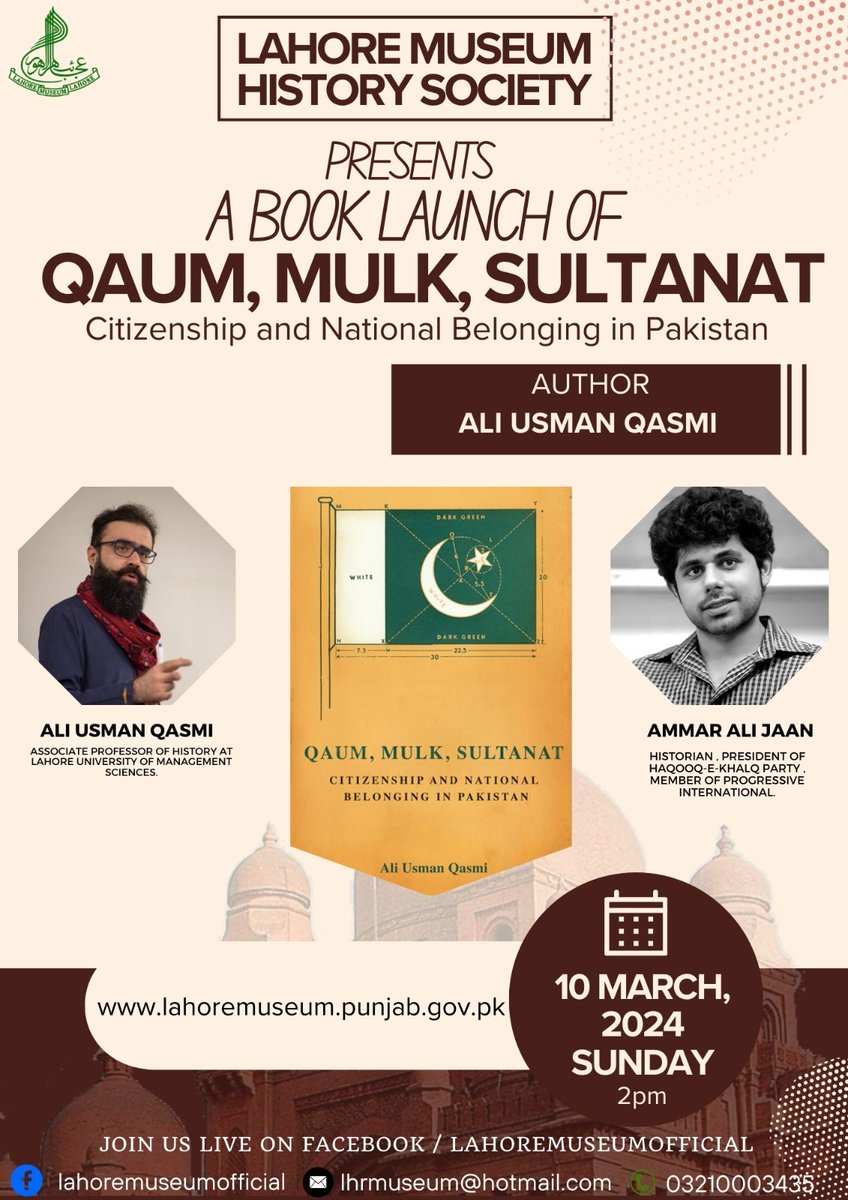 Ali Usman Qasmi (@au_qasmi) on Twitter photo Happening this Sunday, 10 March, at Lahore Museum - conversation with <a href="/ammaralijan/">Ammar Ali Jan</a> on my newly published book. Happening this Sunday, 10 March, at Lahore Museum - conversation with <a href="/ammaralijan/">Ammar Ali Jan</a> on my newly published book.