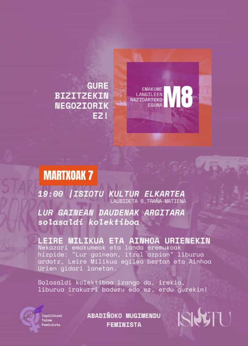 🟣 Etzi elkartzen garenon artean gune ireki eta atsegina sortuko dugu; eta, batez ere, herrigunetik landa eremura begiratuko dugu 👀

Izan landagune edo herrigunekoa, liburua irakurrita izan edo ez, berdin da! Bihotza eta burua beteta bueltatuko zara etxera 🫀🧠

Erdu, zabaldu!❤️‍🔥
