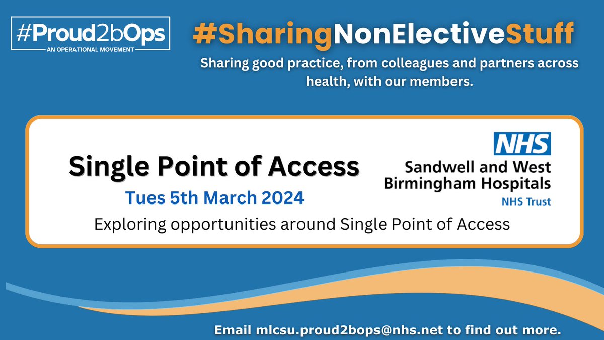 Members, don’t forget you’re invited 📧

Join us today where you’ll be able to hear from colleagues about Single Point of Access 🏥

Don't miss out!

#SharingNonElectiveStuff