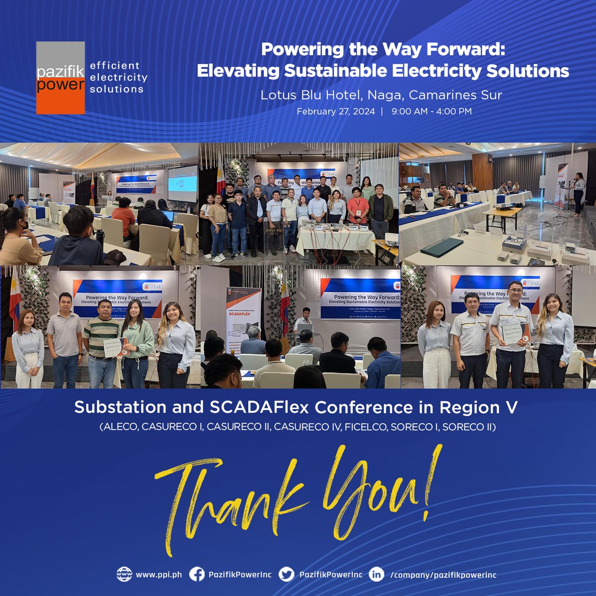 PazifikPowerInc's tweet image. Bannering the theme &quot;Powering the Way Forward: Elevating Sustainable Electricity Solutions&quot;, PPI Pazifik Power, Inc. successfully conducted a one-day conference for Substation and SCADAFlex Solutions held in Naga, Camarines Sur last February 22.
#PPIPazifikPowerInc ⚡️