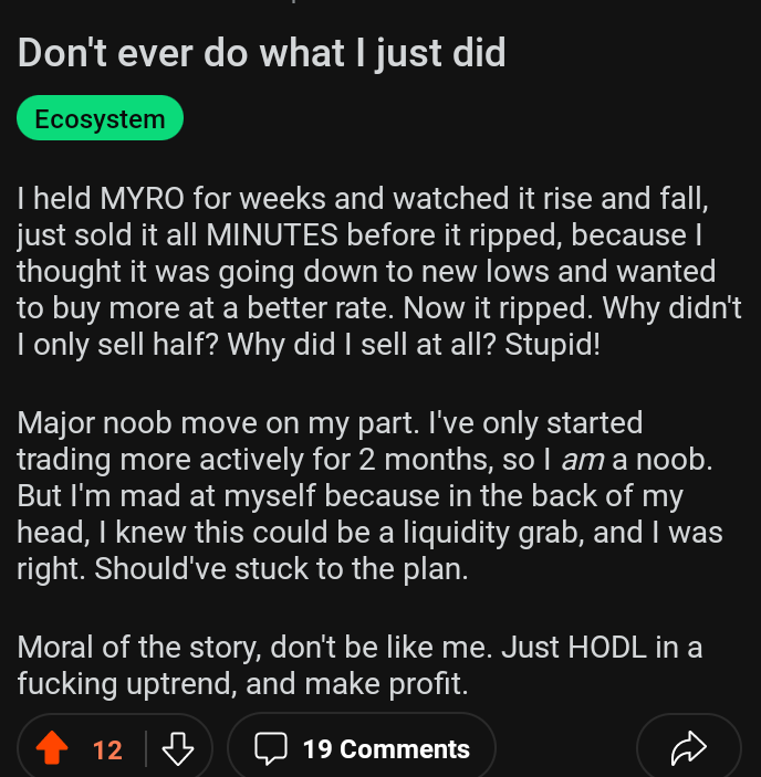 Crypto Stories That Touches Heart

This guy has been holding $MYRO for weeks, but sold all his $MYRO tokens just minutes before it skyrocket to the moon!

This is why information is key to making money in crypto.

#Bitcoin #CryptoNews #crypto #MYRO #truewealth #traderjoe