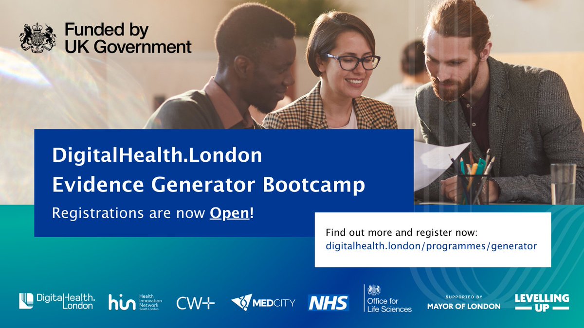 DigitalHealth.London (@dhealthldn) on Twitter photo Calling all #digitalhealth innovators!π‘
Success isn't just about having a great productβit's about having quality evidence. Join <a href="/DHealthLDN/">DigitalHealth.London</a>βs #DHLBootcamp and turn your vision into impact with expert support in evidence generation.
Apply now:
digitalhealth.london/programmes/genβ¦ Calling all #digitalhealth innovators!π‘
Success isn't just about having a great productβit's about having quality evidence. Join <a href="/DHealthLDN/">DigitalHealth.London</a>βs #DHLBootcamp and turn your vision into impact with expert support in evidence generation.
Apply now:
digitalhealth.london/programmes/genβ¦
