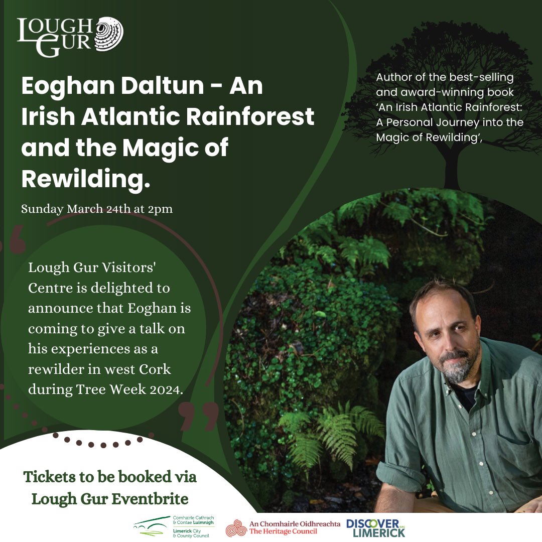 Happy National Tree Week 2024! To celebrate it this year we have Eoghan Daltan coming on March 24th speaking on “An Irish Atlantic Rainforest and the Magic of Rewilding. Book your ticket today ➡️ tinyurl.com/ffydjjav @HeritageHubIRE @LimerickCouncil