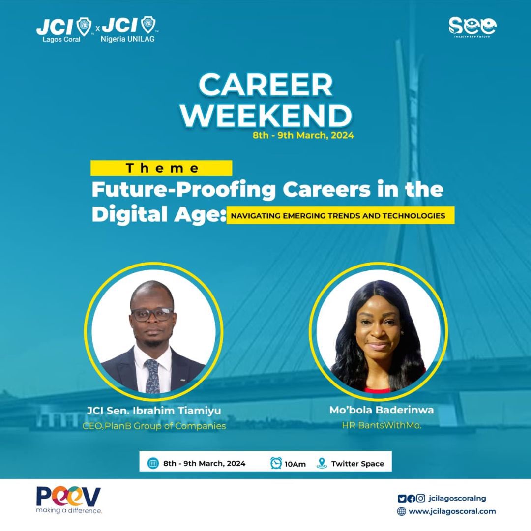 Jcilagoscoralng's tweet photo. Dear Esteemed Leaders, here is a gentle reminder of our planned activities for this month.

This week, we are thrilled to host the highly anticipated JCI Lagos Coral Career Weekend in partnership with JCIN UNILAG.

#PEEV
#JCILagosCoral
#JCINigeria https://t.co/J0Eayj0iZN