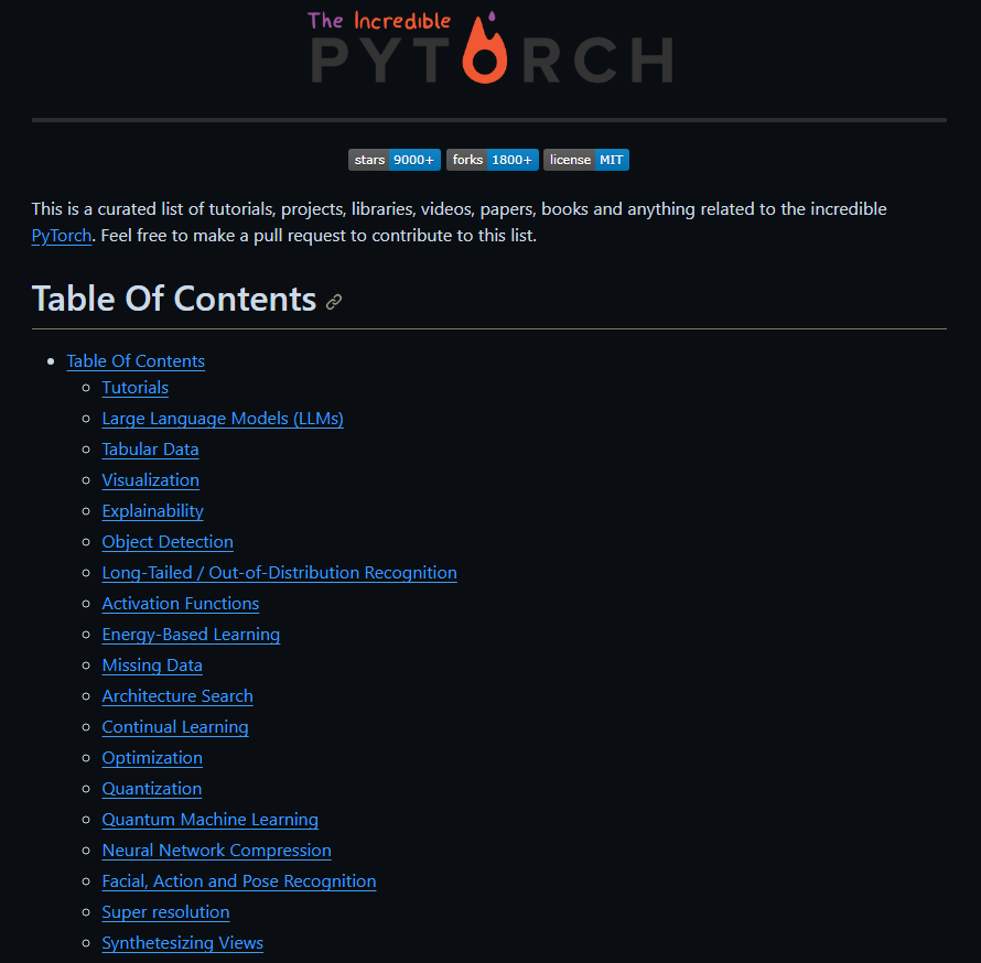 DanKornas's tweet image. 👉 Pytorch
This repository has a collection of best tutorials, projects, libraries, videos, papers, books and anything related to the incredible PyTorch.
🔗 github.com/ritchieng/the-…