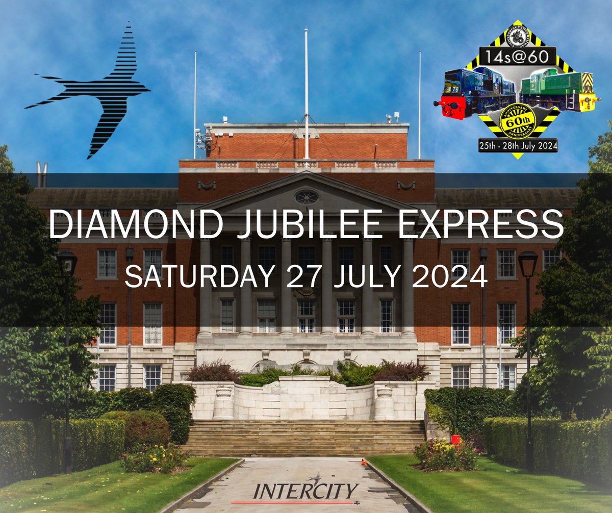 Tickets now on sale: inter-city.co.uk/journey/diamon… We head to the Ecclesbourne Valley Railway's ‘14s@60’ event which celebrates the Diamond Jubilee of the class 14 Diesel Hydraulic Locomotives. Cost for entry to this event is included in the ticket price of this charter!