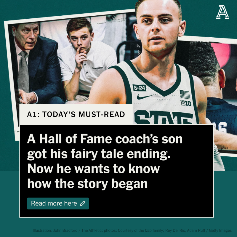 TheAthletic's tweet photo. Tom and Lupe Izzo were 40 when their first child arrived. 

The subsequent attempts to grow their family were harder, so many were taken aback by Steven talking publicly about his adoption, unpacking it for all to see. 

@BFQuinn on being the adopted son of a deity ⤵️