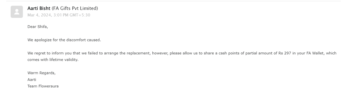 TheShifaAnsari's tweet image. After weeks of persistent follow-up, this is the response we get – scammers @Floweraura 

#fraud #pathetic