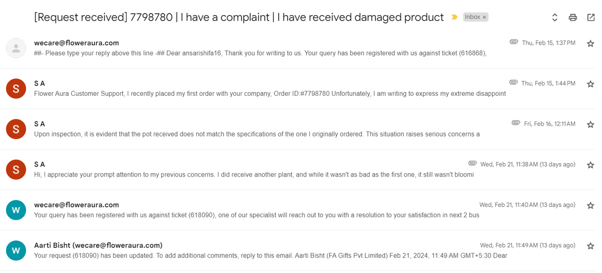 TheShifaAnsari's tweet image. After weeks of persistent follow-up, this is the response we get – scammers @Floweraura 

#fraud #pathetic