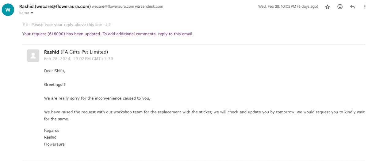 TheShifaAnsari's tweet image. After weeks of persistent follow-up, this is the response we get – scammers @Floweraura 

#fraud #pathetic