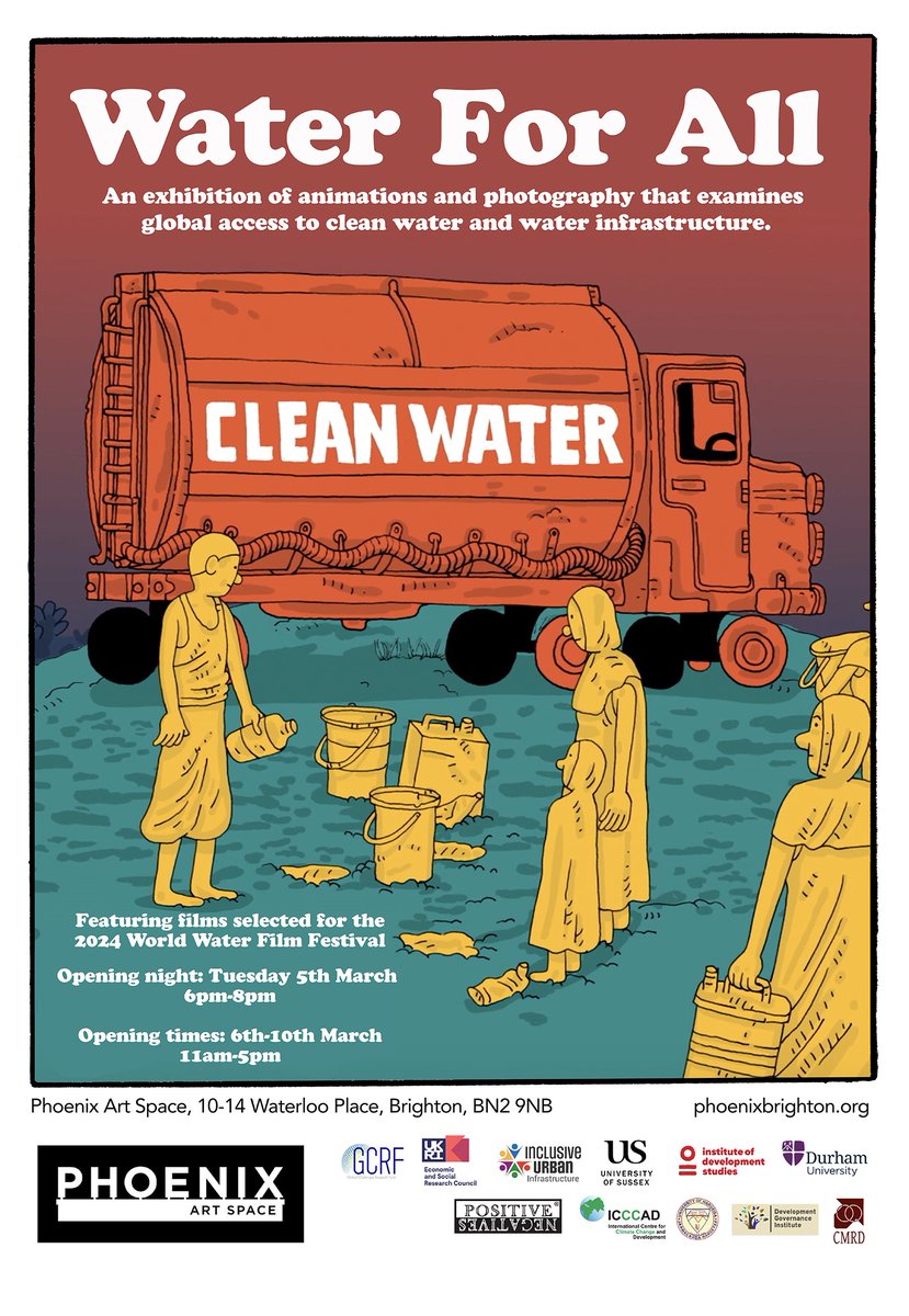 📢💧Water for All Exhibition opening today Tuesday 5 March 6-8pm at the @ArtspacePhoenix. The exhibition includes comics, animations and photos from our Inclusive Urban Infrastructure project - based on research in Bangladesh, Somaliland, Sri Lanka and Zimbabwe.
