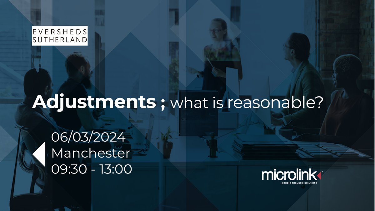 Join us TOMORROW for @ESgloballaw 's ‘Adjustments – What's Reasonable’ Course in Manchester! 

Microlink's Helen De Bretton & Tracey Abbott will explore the #legal framework of creating #inclusive workplaces. 

Don't miss out!

shorturl.at/admFR

#ReasonableAdjustments