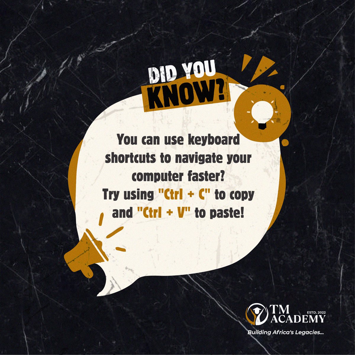 MorpheusAcademy's tweet image. Enhance your productivity with keyboard shortcuts! 

Try &apos;Ctrl + C&apos; to copy and &apos;Ctrl + V&apos; to paste and navigate your computer like a pro! 💻 #ProductivityHack #KeyboardShortcuts #themorpheusacademy #TMA
