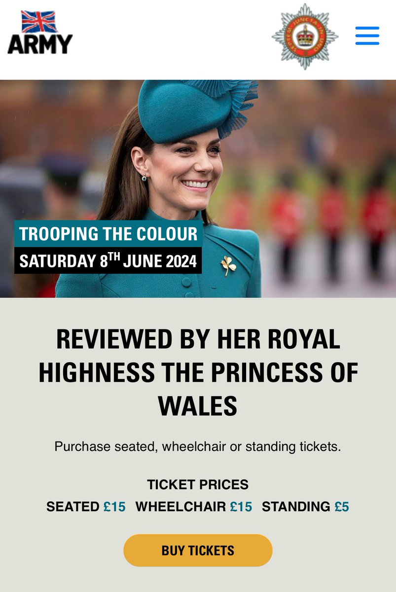 The Princess of Wales, Colonel of the Irish Guards, will inspect the troops during the rehearsal for 'Trooping the Colour' on 8th June 2024. This year, the 1st Battalion of the Irish Guards will be responsible for escorting the Colour.