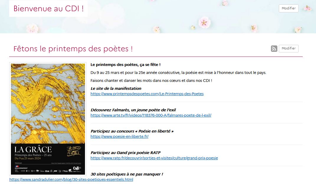 IMiskovsky's tweet image. J&apos;ai réalisé une &quot;clé en mains&quot; pour le portail #Esidoc  sur le #PrintempsDesPoètes. C&apos;est facile et stimulant ! Comme le printemps dans @Academie_Paris  !