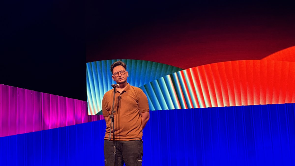 Daaniyal, poet and founder of @poetry_spill, took to the stage with his thoughtful, spirited, and powerful poetry! #TEDxGateway2024