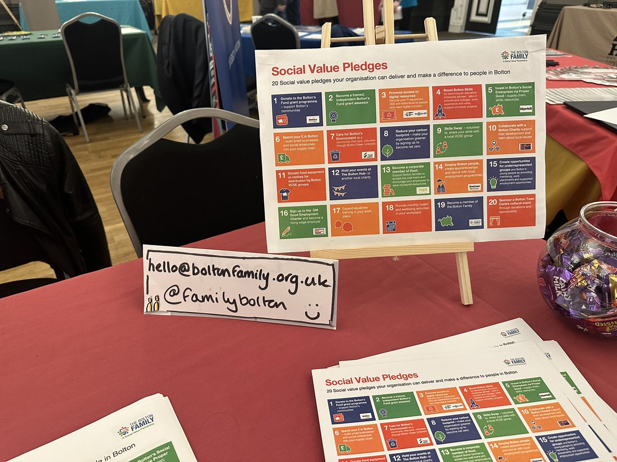 All set up for @businessbolton Bolton Means Business event. Looking forward to signing up more socially responsible businesses to the Bolton Family! #TeamBolton