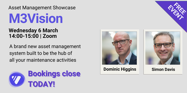 ⏱️LAST CHANCE TO BOOK | M3Vision Showcase

Bookings close 4pm TODAY

Don't miss the chance to join this FREE one-hour session to find out more about M3Vision

📅 Wednesday 6 March 
14:00-15:00 | Zoom

💻 Book your FREE place:
lnkd.in/eB4saMc7

#ukhousing #software