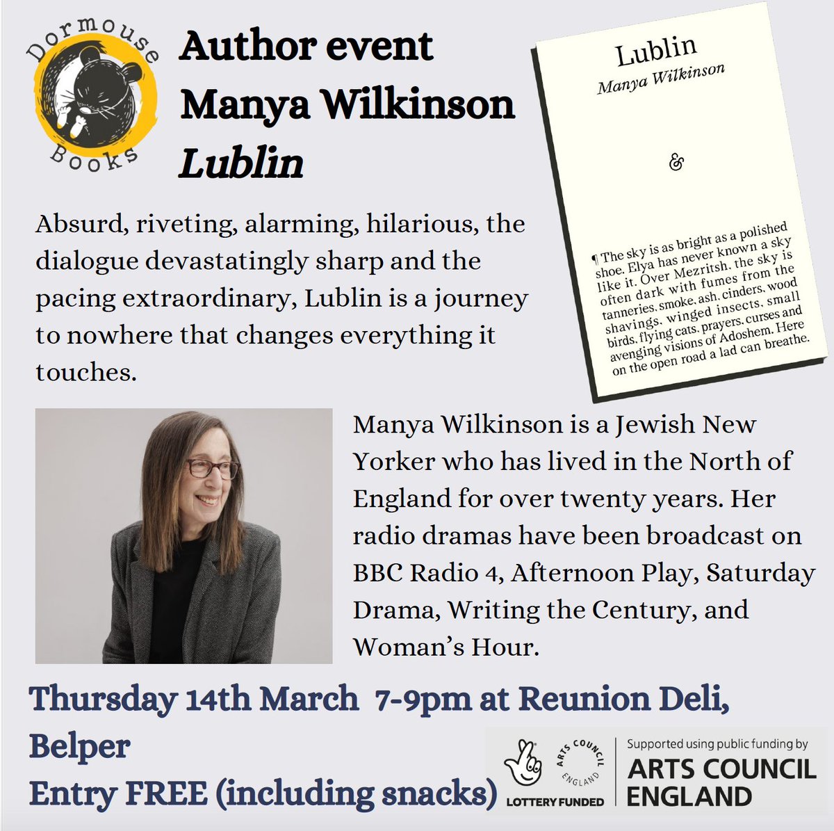 Don't miss out on meeting the author of the novel everyone is falling in love with! Manya Wilkinson will be at Reunion Deli, Belper, next Thursday, hosted by @dormousebelper ✨ Thursday 14 March, 7pm, Reunion Deli, Belper