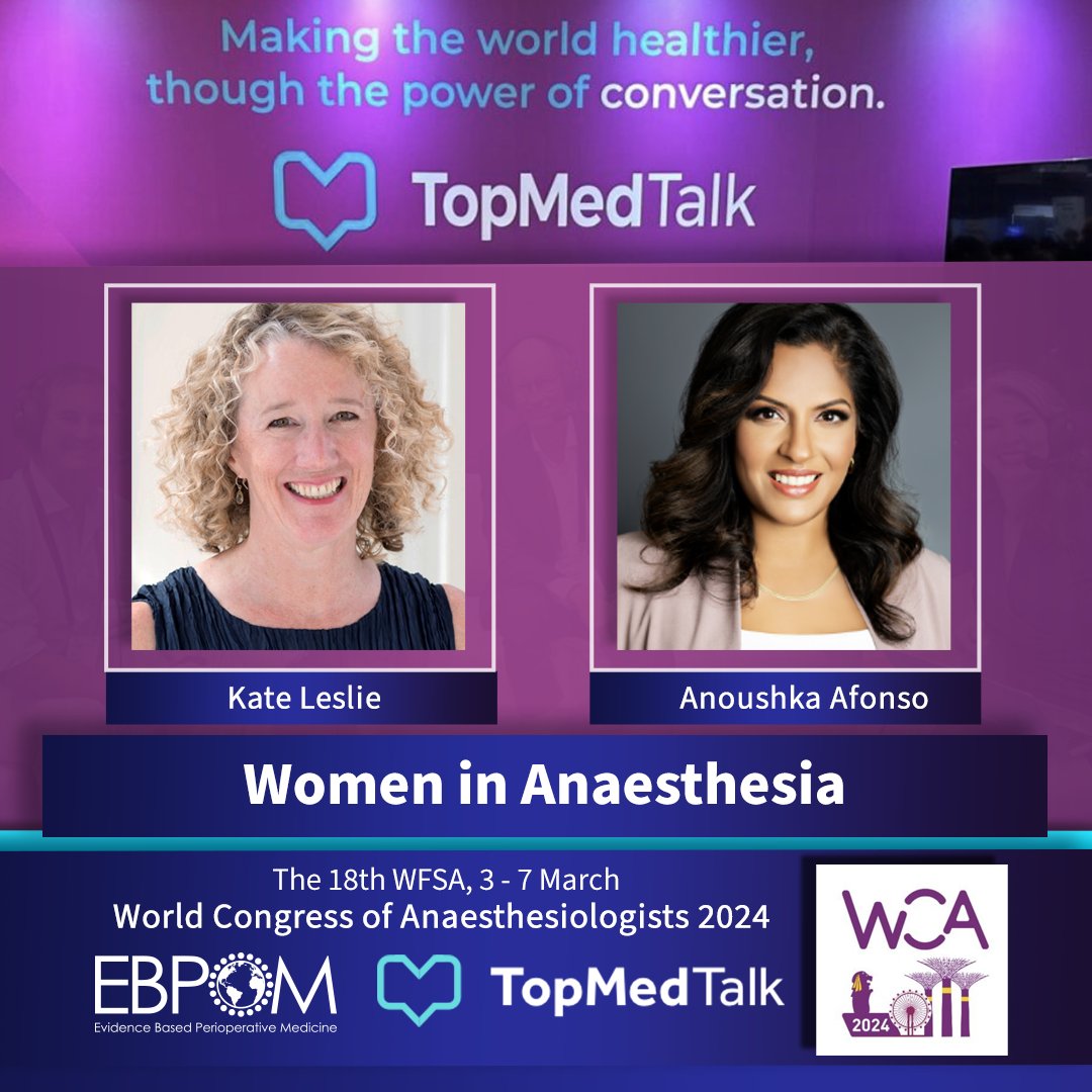 Women in Anaesthesia – Kate Leslie and Anoushka Afonso | WCA 2024 🎧 topmedtalk.com/podcasts/women… Presented by Desirée Chappell with guests Kate Leslie and Anoushka Afonso. #WCA2024 #TopMedTalk