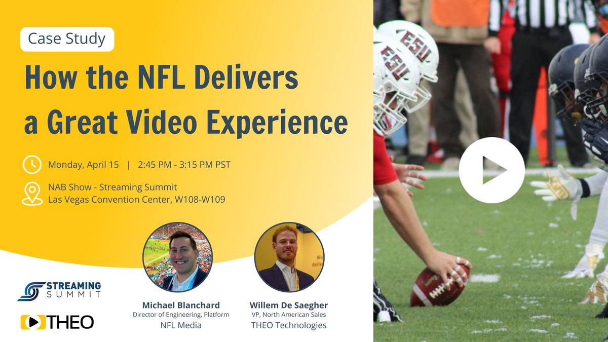 🏈 Are you curious how the NFL delivers an unparalleled live streaming experience across platforms and devices for NFL+?

Join us at the <a href="/NABShow/">NAB Show</a> Streaming Summit and discover choices made regarding video playback and real-time monitoring. Register here: bit.ly/NFL-THEO