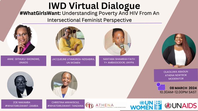 Join this #IWD2024 webinar on Friday with our @UNAIDS Regional Director @anneshongwe 👇🏿📷 Date: 8th March 2024 Time: 10.30am-12.00pm Registration link: us02web.zoom.us/webinar/regist…
