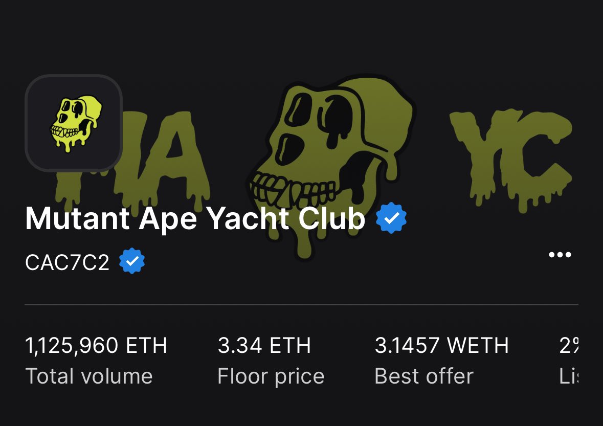 MAYC is almost under mint price.

Mint price: 3 ETH