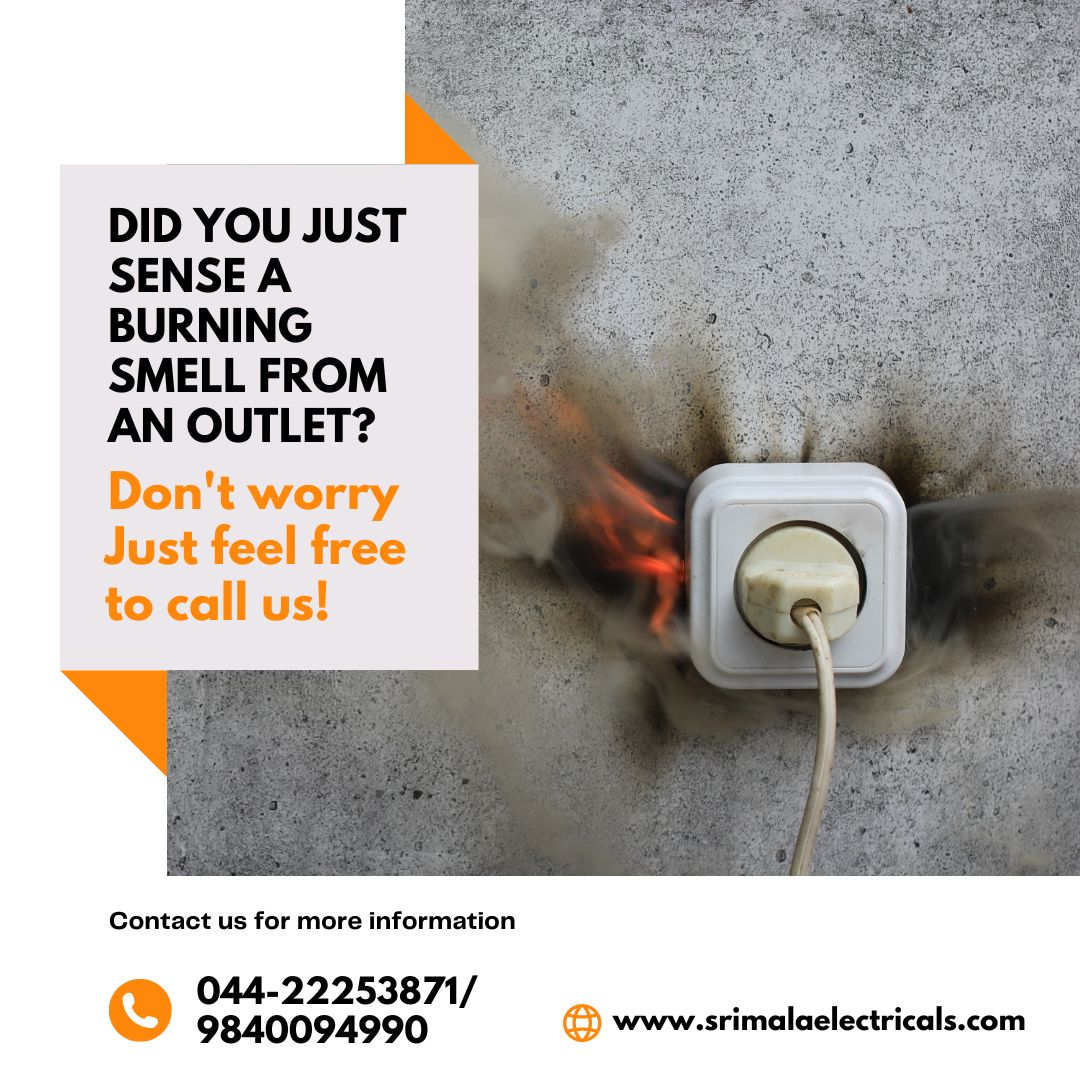 'Experience any electrical issues or burning smells? Contact us now for professional assistance. We're here to help! 
-SRI MALA ELECTRICALS-
#ElectricalSafety #SafetyFirst #StaySafe #SafetyTips #SafetyAwareness #ElectricitySafety #SafetyMatters #PreventAccidents #SafetyCulture