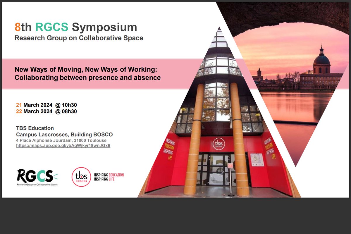 💡The program of the next RGCS Symposium is now online! Join us in Toulouse for great discussions about "New Ways of Moving, New Ways of Working: Collaborating Between Presence and Absence". More here: rgcs-owee.org #RGCS2024