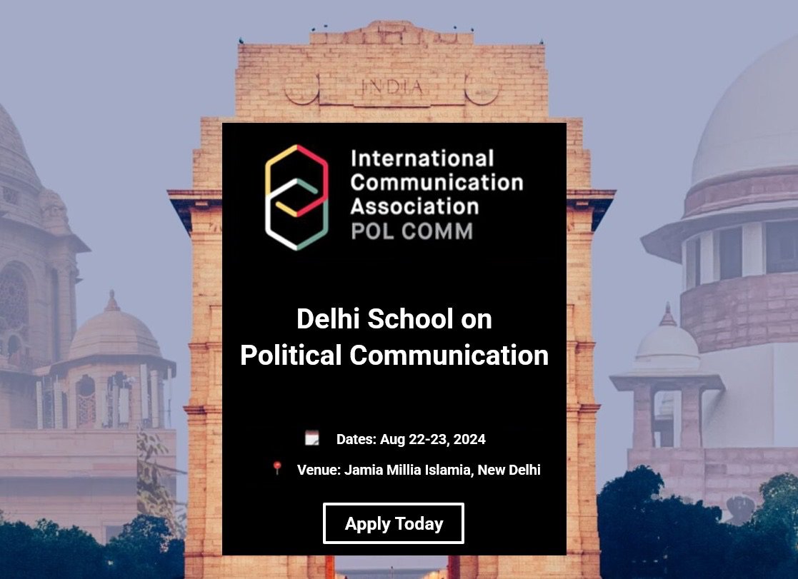 📢 ICA’s #PolComm Division is thrilled to announce the first-ever Delhi School on Political Communication! 🗓 Dates: Aug 22-23, 2024 📍 Venue: Jamia Millia Islamia, New Delhi 🔗 More info & full CfP: politicalcommunication.org/wp-content/upl…