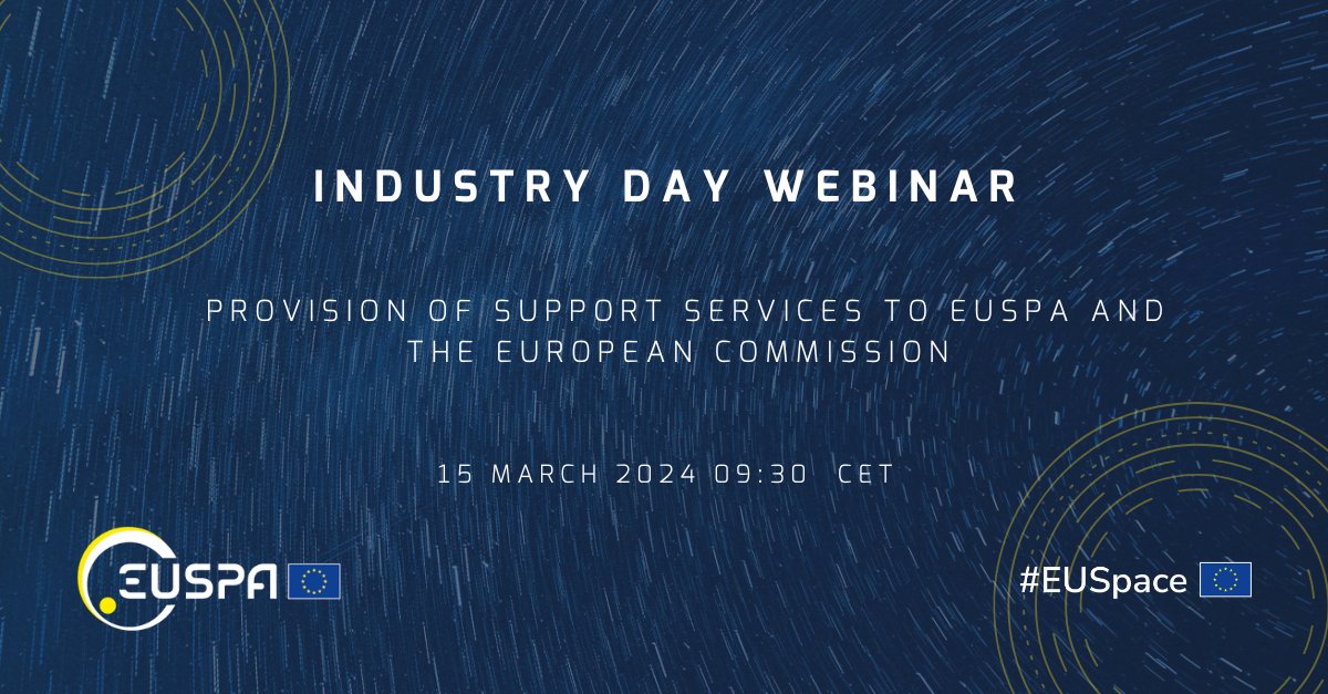 📅15 March | 9:30h CET: 'Industry Day: Provision of support services to EUSPA and the European Commission' Join the workshop to get in-depth info on the procurement & address questions. More info: euspa.europa.eu/newsroom/news/…