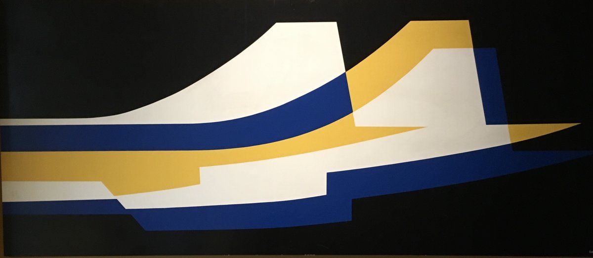 The 1977 abstract artwork panels of aircraft tail fins by Tom Eckersley that were at #London #underground Heathrow Central tube station until removed during refurbishment works. This example is now at the NMS in Edinburgh. #GraphicDesign #transport @NUL_Transport