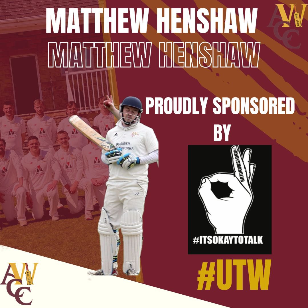 Almondbury Wes CC (@officialawcc) on Twitter photo Matthew Henshaw is proudly sponsored by <a href="/andysmanclubuk/">#ANDYSMANCLUB</a> Matthew Henshaw is proudly sponsored by <a href="/andysmanclubuk/">#ANDYSMANCLUB</a>