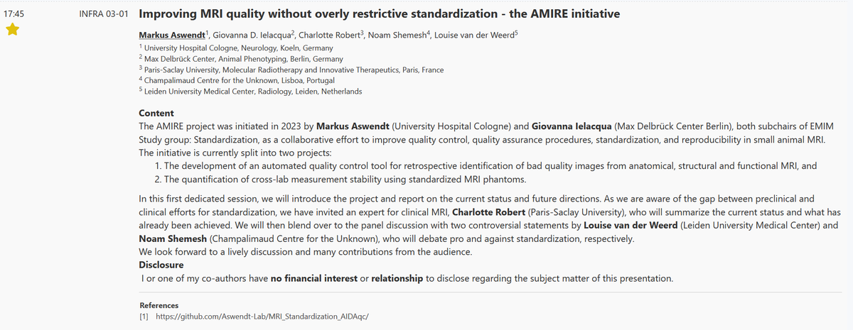 Giovanna D. Ielacqua (@ielacqua_gio) on Twitter photo <a href="/AswendtMarkus/">Markus Aswendt</a> and I spent the last couple of years on this project! Do not miss our session on the AMIRE initiative tomorrow Thursday the 14th at 17:45 in room 5 Auditorium <a href="/AswendtMarkus/">Markus Aswendt</a> and I spent the last couple of years on this project! Do not miss our session on the AMIRE initiative tomorrow Thursday the 14th at 17:45 in room 5 Auditorium