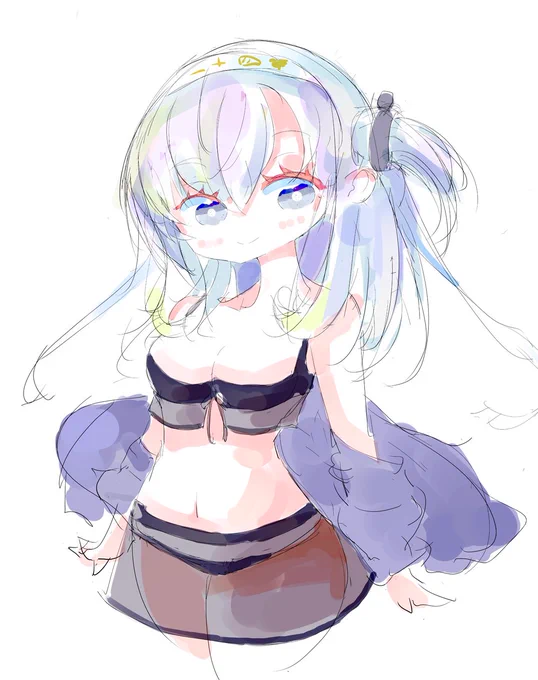 水着涼月 #艦これ版深夜の真剣お絵描き60分一本勝負  #艦これ版真剣お絵描き60分一本勝負_20240304 
