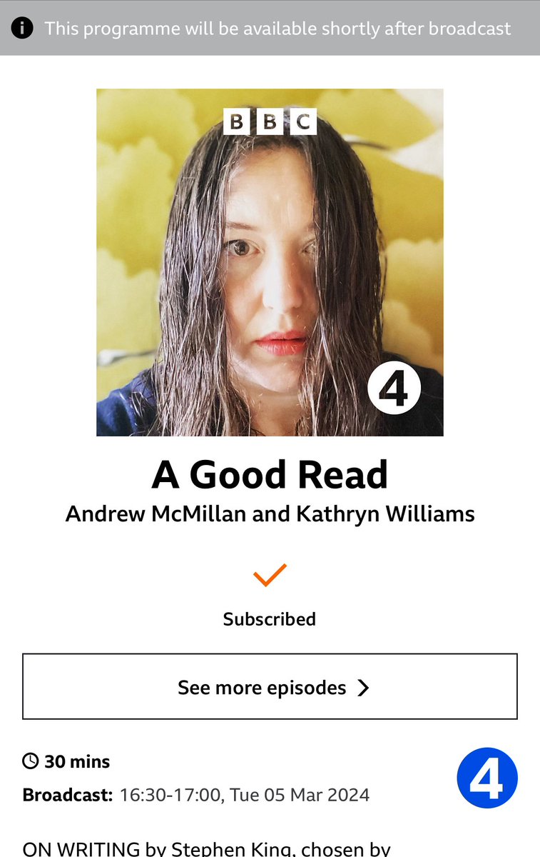 I’m on bbc radio 4 today at 4.30 on @agoodreadbbc with @andrewpoetry and @mairbosworth . They were so masterful at talking books and I was grateful and happy in their presence x
