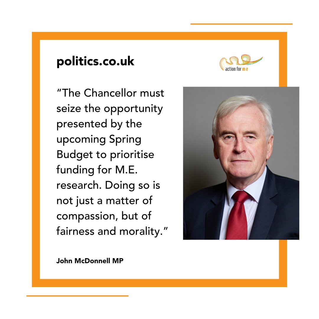 In politics.co.uk, John McDonnell MP calls on the Chancellor to consider the state of services for #pwME & the funding for research into its causes & treatment. Further details & link to full article available on our website: actionforme.org.uk/news/john-mcdo… #MECFS #MyalgicE