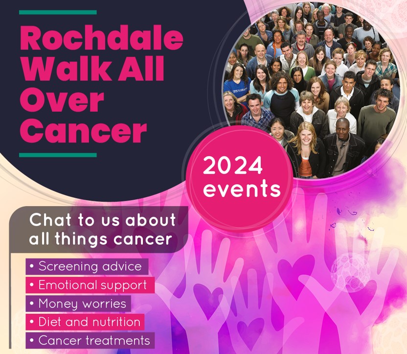 Join us tomorrow at Back O'The Moss Community Centre, Heywood 1:00pm - 5:30pm to help raise awareness, reduce barriers and open conversations around #Cancer #RochdaleWalkAllOverCancer 
Please share your experience of cancer care or treatment with us
healthwatchrochdale.org.uk/share-your-fee…