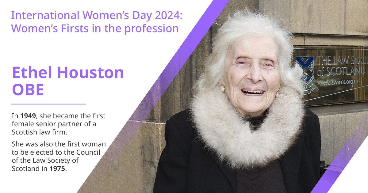 For #InternationalWomensDay, we're celebrating female legal firsts. Today we mark the achievements of Ethel Houston - not only  the first female partner of a Scottish law firm, but a Bletchley code breaker. Find out more about Ethel here: bit.ly/3uKjh12
#InspireInclusion