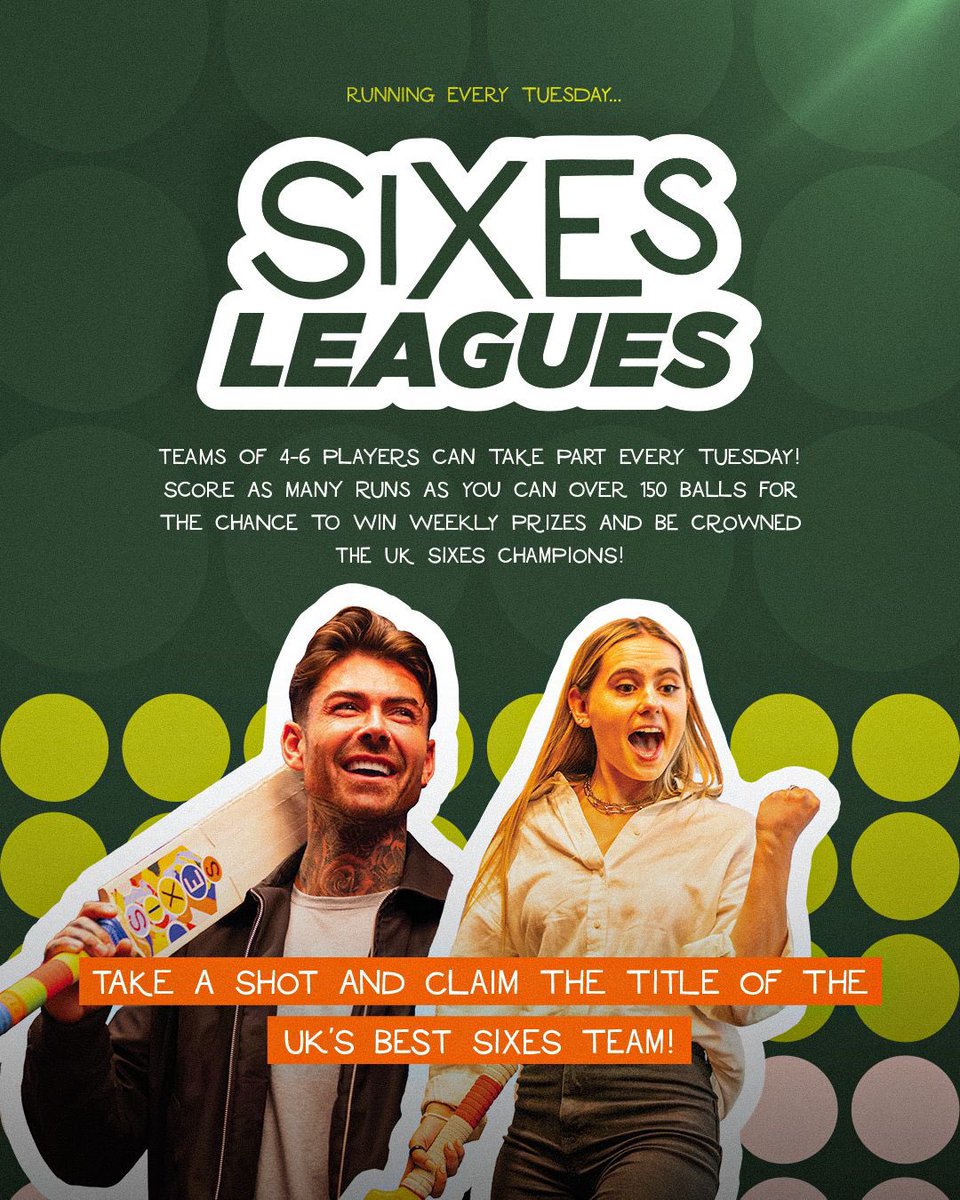 Who’s ready for Sixes Leagues action tonight?! 🏏🏆 All you need to do is book a net with 4-6 players and you’ll have the chance to win awesome prizes! 🙌 #Sixes #SocialCricket #LetsPlay #SixesLeagues