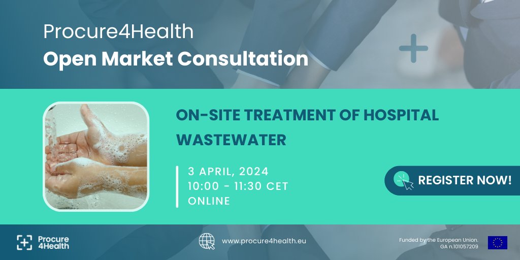 🆕 Exciting update! The #Procure4Health Open Market Consultation on “On-site treatment of hospital wastewater” event will be held on April 3rd, and we look forward to engaging in fruitful exchanges!
📝Sign-up here 👉 bit.ly/3uTJlH1
ℹ️ More info: procure4health.eu/omc-on-site-tr…