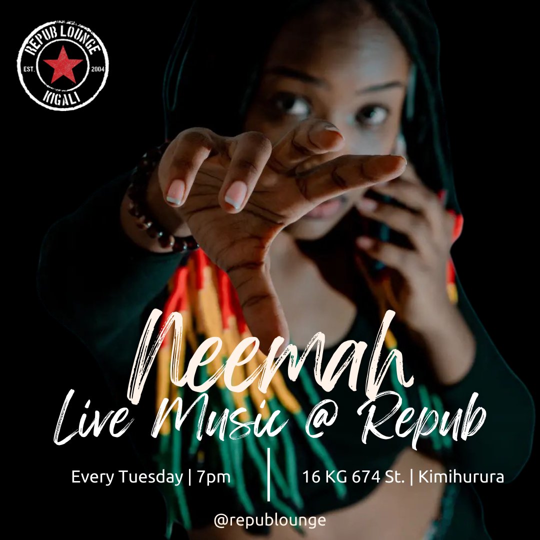 Brighten up his cloudy day 🌧 with a delicious dinner and live music 🎶, featuring Neemah. Every Tuesday at 7pm. See you soon, #Kigali! #my250