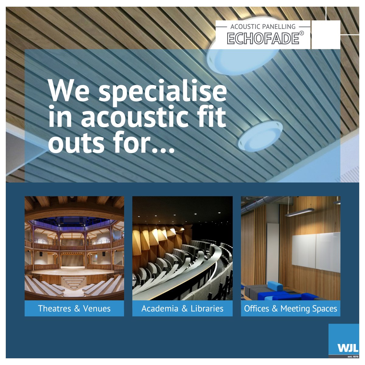 Whether it's creating captivating theatre environments or enhancing academic settings, WJL specialises in acoustic fit-outs that elevate every experience.

📞 01782 958770
📧 enquiries@wjlcontracts.co.uk

#AcousticDesign #AcousticPanelling