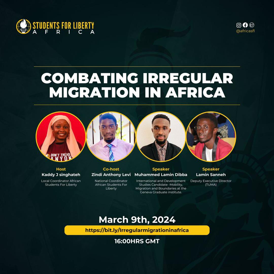 Join the discussion as part of efforts to combat significant levels of irregular migration from Africa. 

Join us 🤗by clicking the link to 

🛫Register :us02web.zoom.us/webinar/regist…
📆.-9th March 
⏰16:00 GMT ,18:00 CAT and 17:00pm WAT
📍-Zoom(online)