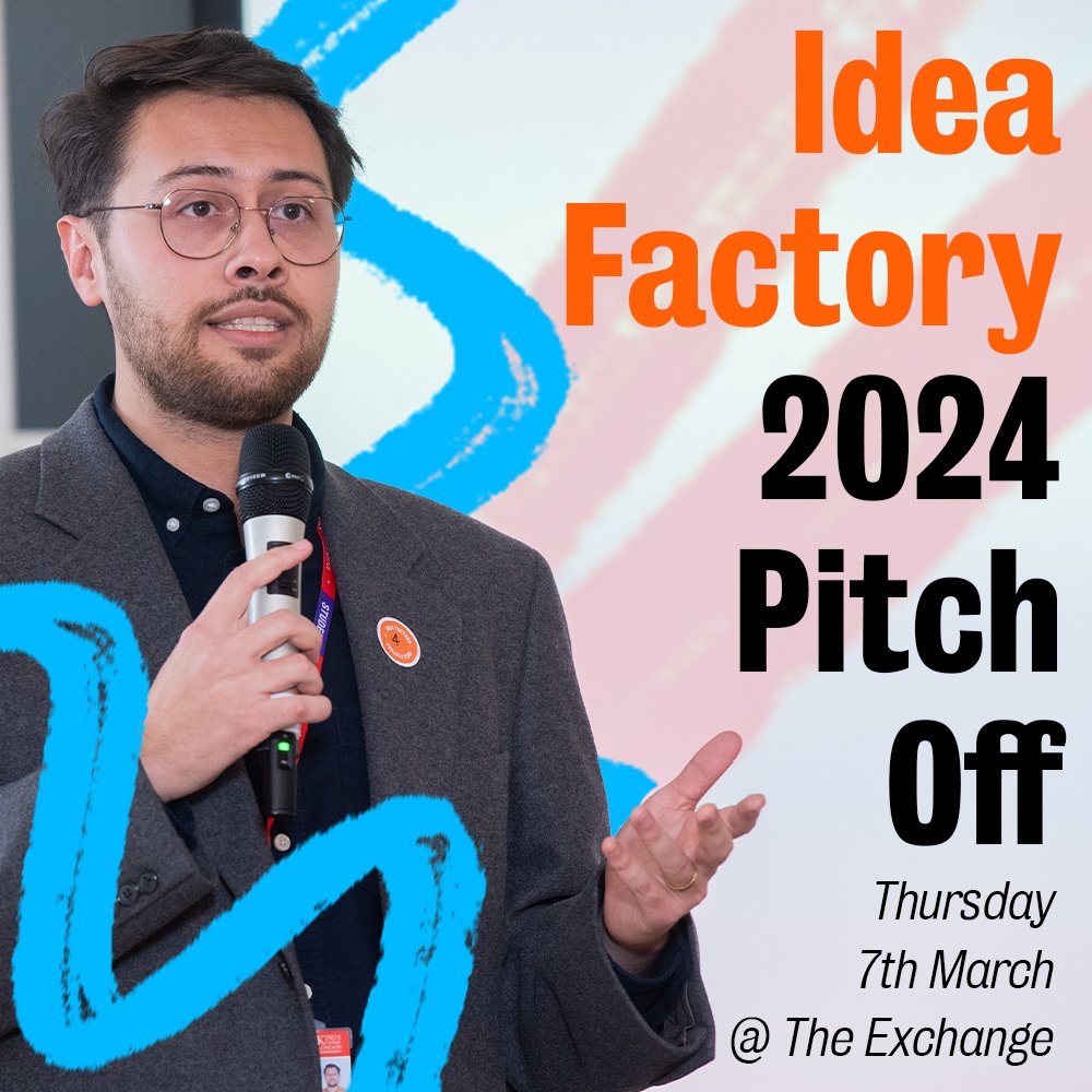 Be inspired by our 10 Idea Factory finalists and see what it takes to deliver a compelling pitch 🎤 Why not have a go at being a Dragon - who would you give the money to and why? 🐲 🗓 Thurs 7 March, 17:45 - 21:30 📍 The Exchange, Bush House NE 🔗 eventbrite.co.uk/e/idea-factory…