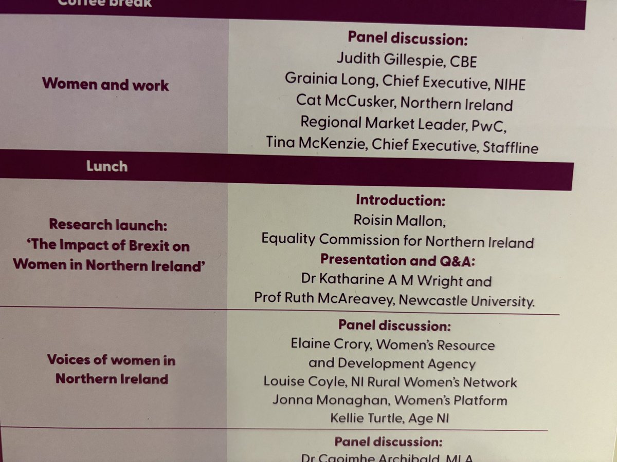 Delighted to be at the Women in Northern Ireland conference and looking forward to hearing more about the research on the impact of Brexit on women #WomenInNI #Brexit #IWD2024